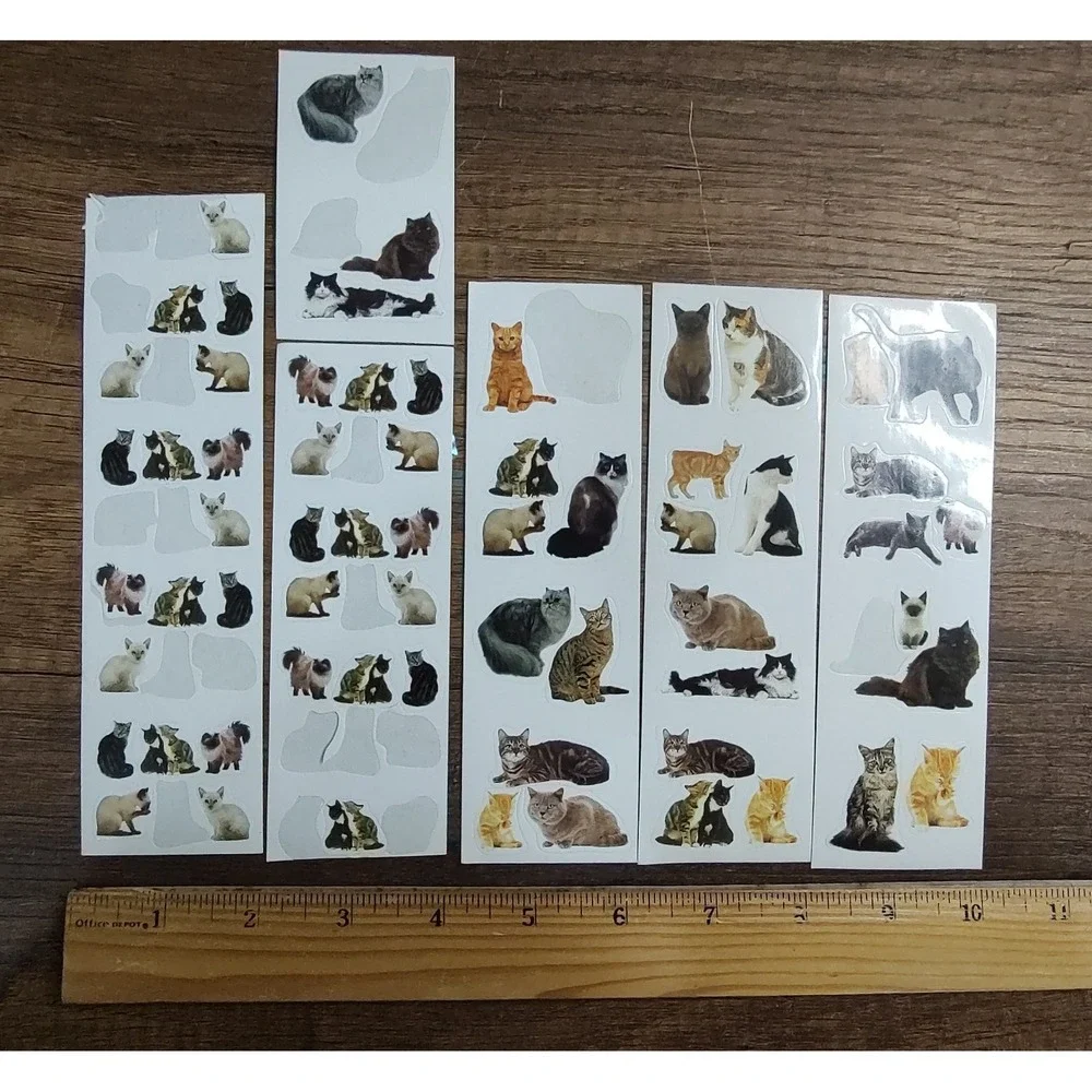 Cat Stickers Lot Realistic Kittens Full Partial Sheets Tabby Siamese Orange Vtg